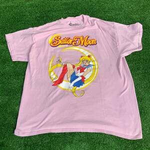 Sailor Moon Graphic T-Shirt, Pastel Pink Anime Tee - Size XL